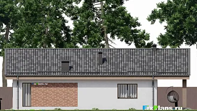 Проект одноэтажного дома 12 на 18, площадью 150 м² с террасой и 2 спальнями — фасад 6