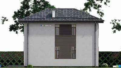 Проект двухэтажного дома 9 на 13, площадью 140 м² с террасой и 6 спальнями — фасад 5