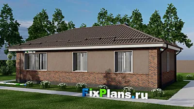 Проект одноэтажного дома 9 на 15, площадью 90 м² с 3 спальнями — фасад 2