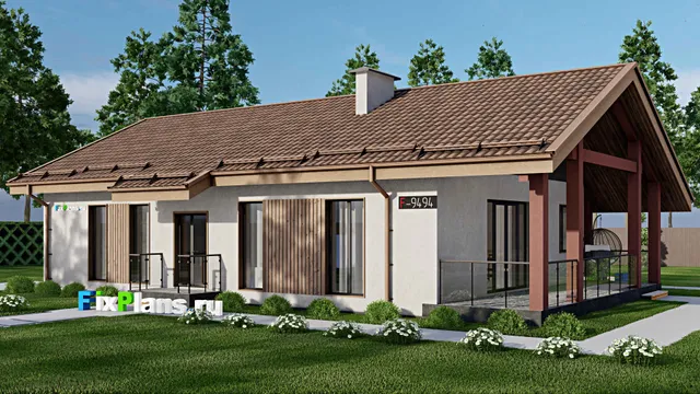 Проект одноэтажного дома 13 на 18, площадью 260 м² с террасой, цокольным этажом и 2 спальнями