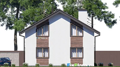 Проект дома с мансардой 11 на 11, площадью 140 м² с 4 спальнями — фасад 6