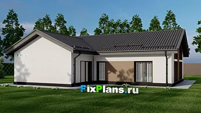 Проект одноэтажного дома 14 на 15, площадью 140 м² с 3 спальнями — фасад 2