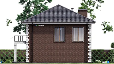 Проект двухэтажного дома 14 на 14, площадью 270 м² с террасой, балконом и 5 спальнями — фасад 5