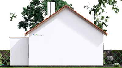 Проект одноэтажного дома 17 на 20, площадью 370 м² с террасой, гаражом на 2 машины и 3 спальнями — фасад 5