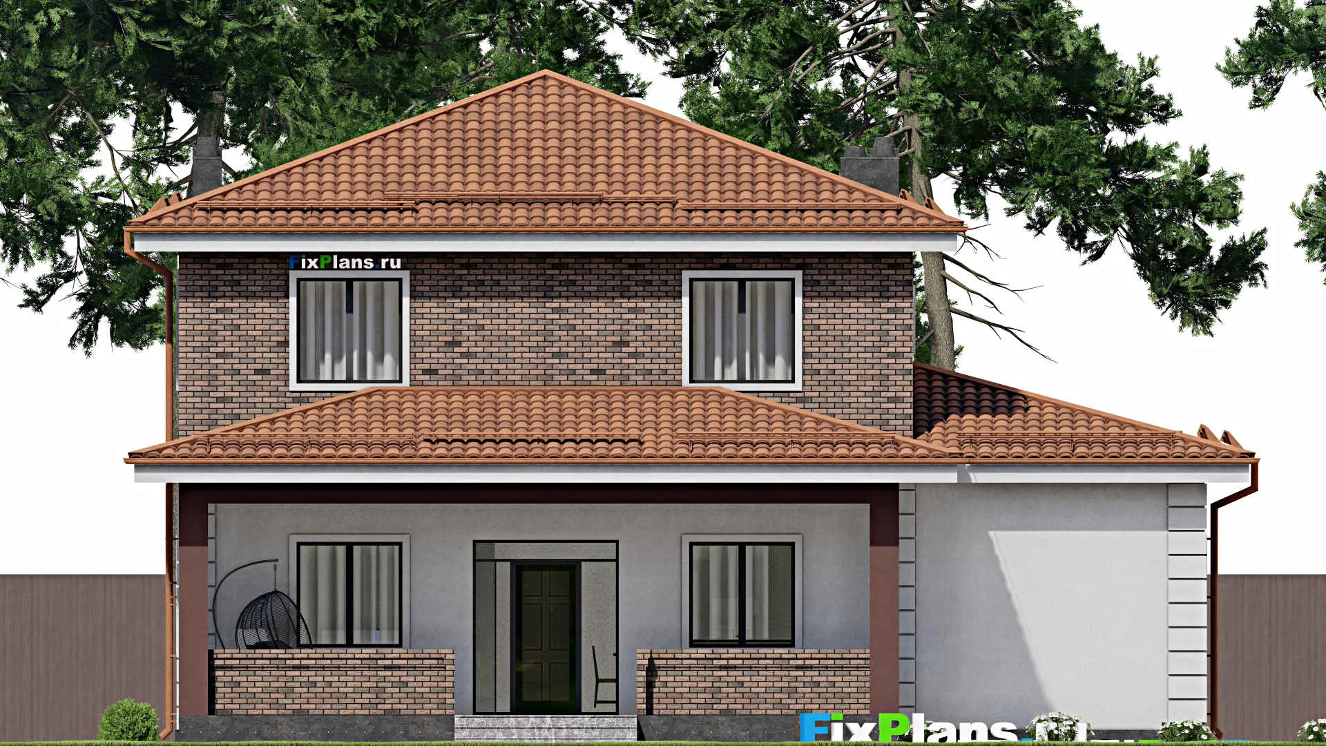 F-8360 - Проект двухэтажного дома 15 на 16, площадью 220 м² с террасой и 3 спальнями