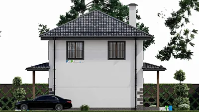Проект двухэтажного дома 10 на 11, площадью 120 м² с 3 спальнями — фасад 5