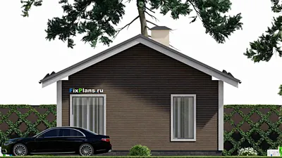 Проект бани 8 на 11, площадью 70 м² с комнатой отдыха, терассой и санузлом (F-11510) — фасад 5