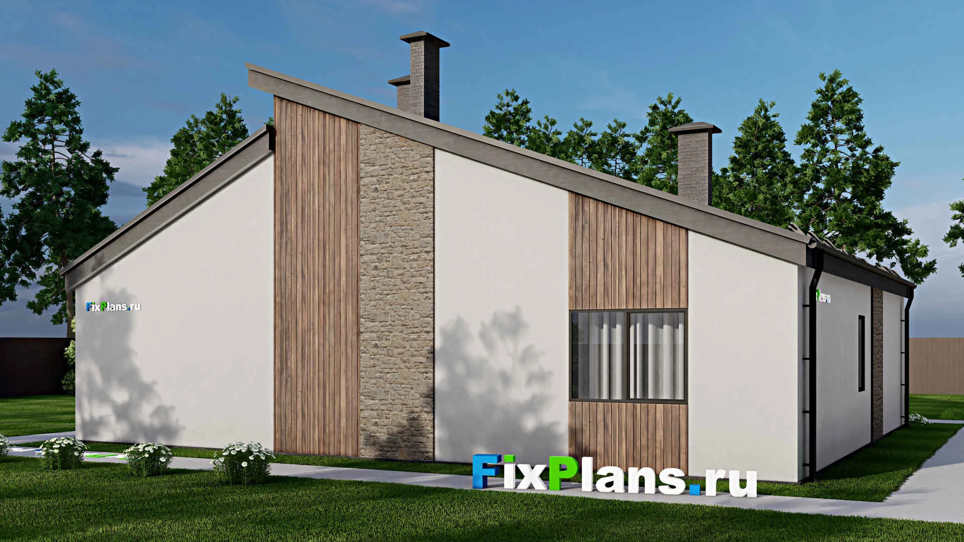 F-8369 - Проект одноэтажного дома 14 на 15, площадью 170 м² с террасой и 3 спальнями