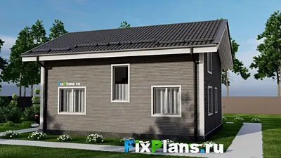 Проект дома с мансардой 8 на 10, площадью 130 м² с террасой и 4 спальнями (F-4904) — фасад 2