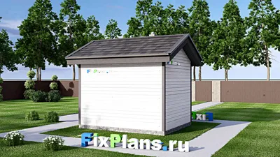 Проект бани 5 на 6, площадью 20 м² с терассой — фасад 2