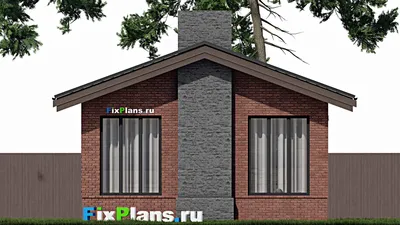 Проект одноэтажного дома 8 на 10, площадью 90 м² с террасой и 2 спальнями — фасад 4