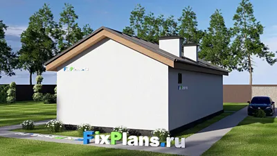 Проект бани 8 на 14, площадью 70 м² с комнатой отдыха и терассой — фасад 2