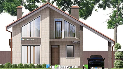 Проект дома с мансардой 12 на 14, площадью 180 м² с террасой, балконом и 4 спальнями — фасад 3