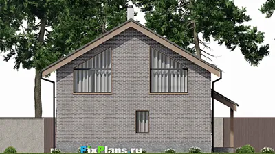 Проект дома с мансардой 10 на 11, площадью 160 м² с террасой, балконом и 3 спальнями — фасад 6