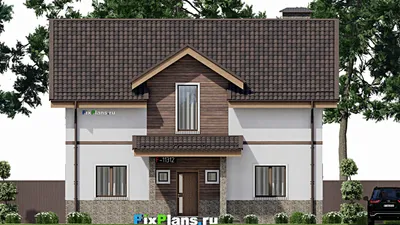Проект дома с мансардой 12 на 13, площадью 180 м² с 5 спальнями — фасад 3
