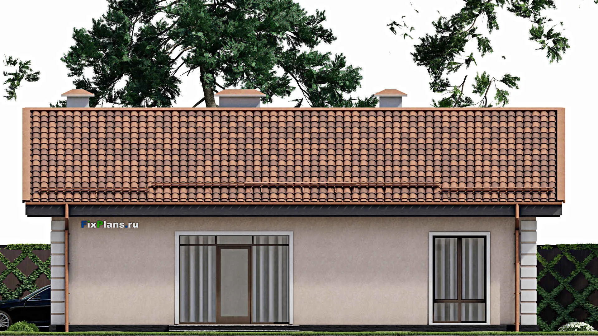 F-9818 - Проект одноэтажного дома 10 на 15, площадью 100 м² с 2 спальнями