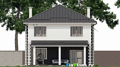 Проект двухэтажного дома 10 на 11, площадью 160 м² с террасой и 4 спальнями (F-4769) — фасад 6