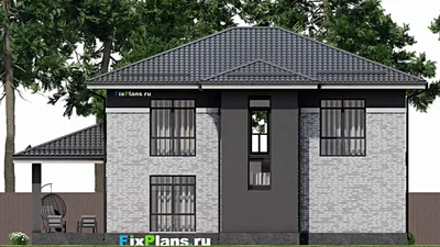 Проект двухэтажного дома 13 на 14, площадью 270 м² с террасой, балконом и 5 спальнями (F-1907) — фасад 4