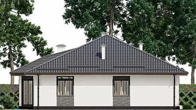 Проект одноэтажного дома 16 на 18, площадью 200 м² с 4 спальнями — фасад 4