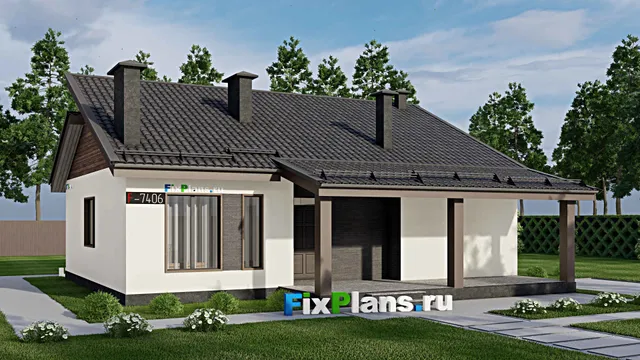Проект одноэтажного дома 12 на 13, площадью 120 м² с 3 спальнями
