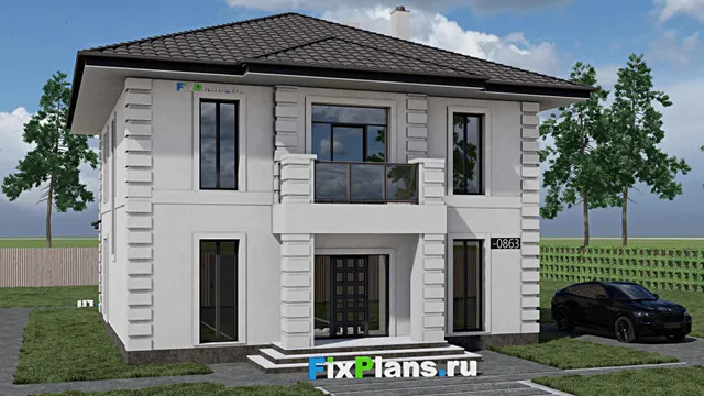 Проект двухэтажного дома 11 на 12, площадью 200 м² с террасой и 4 спальнями