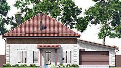 Проект дома с мансардой 19 на 20, площадью 270 м² с террасой, гаражом на 2 машины и 4 спальнями — фасад 3