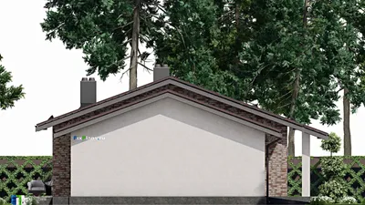 Проект одноэтажного дома 12 на 17, площадью 160 м² с террасой, гаражом на 1 машину и 3 спальнями — фасад 6
