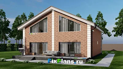 Проект дома с мансардой 12 на 13, площадью 240 м² с террасой и 4 спальнями — фасад 2