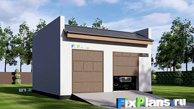Проект гаража из газобетона 8 на 9, площадью 110 м² на 2 машиноместа