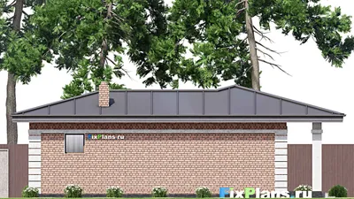 Проект бани 9 на 13, площадью 70 м² с комнатой отдыха, терассой и санузлом — фасад 6