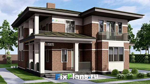 Проект двухэтажного дома 14 на 16, площадью 260 м² с террасой, балконом и 4 спальнями