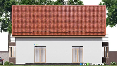Проект дома с мансардой 14 на 17, площадью 320 м² с 6 спальнями — фасад 6