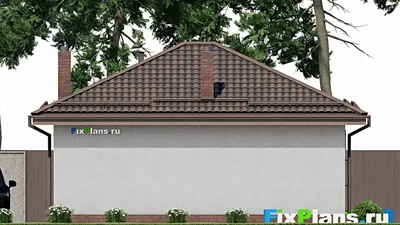Проект бани 9 на 10, площадью 80 м² с комнатой отдыха, терассой и 2 санузлами — фасад 6