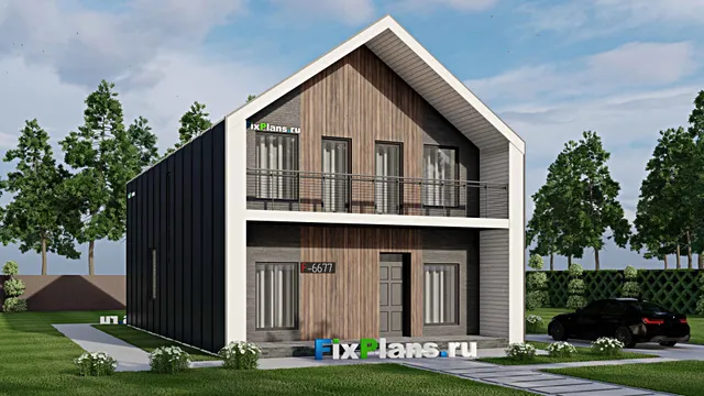 Проект дома с мансардой 9 на 15, площадью 160 м² с террасой, балконом, вторым светом и 1 спальнями