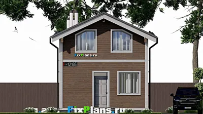 Проект дома с мансардой 6 на 14, площадью 110 м² с террасой и 3 спальнями — фасад 3