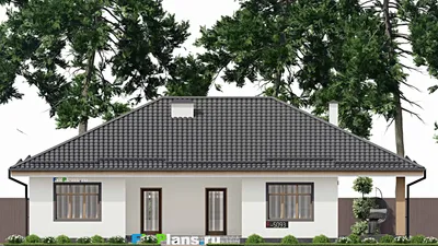 Проект одноэтажного дома 12 на 14, площадью 170 м² с террасой и 3 спальнями (F-5093) — фасад 3