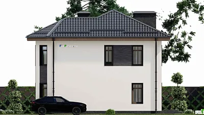 Проект двухэтажного дома 10 на 11, площадью 140 м² с 3 спальнями — фасад 5