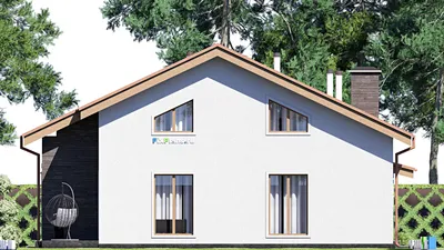 Проект дома с мансардой 13 на 16, площадью 300 м² с террасой и 5 спальнями — фасад 4