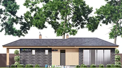 Проект бани 9 на 16, площадью 170 м² с комнатой отдыха, бассейном и санузлом — фасад 3