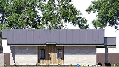 Проект одноэтажного дома 17 на 17, площадью 170 м² с 3 спальнями — фасад 6