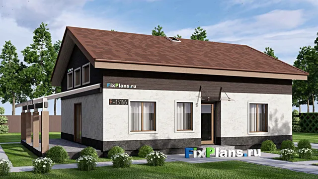 Проект дома с мансардой 12 на 16, площадью 230 м² с террасой и 5 спальнями