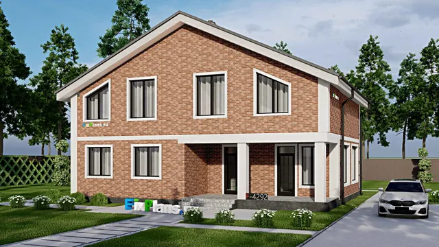 Проект дома с мансардой 11 на 14, площадью 180 м² с террасой и 5 спальнями