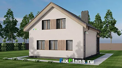 Проект дома с мансардой 9 на 12, площадью 140 м² с террасой, балконом и 3 спальнями — фасад 2