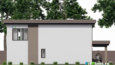 Проект двухэтажного дома 13 на 17, площадью 270 м² с террасой, гаражом на 1 машину и 4 спальнями — фасад 6