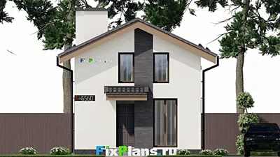 Проект дома с мансардой 7 на 11, площадью 100 м² с 4 спальнями — фасад 3