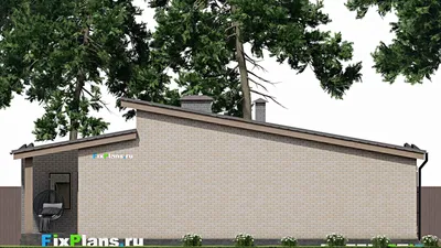 Проект одноэтажного дома 16 на 18, площадью 210 м² с террасой, гаражом на 1 машину и 3 спальнями — фасад 6