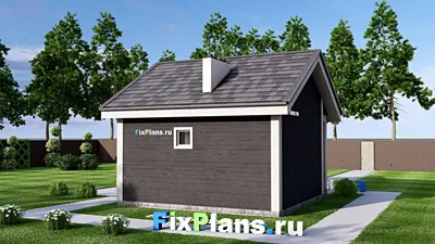 Проект бани 7 на 8, площадью 40 м² с комнатой отдыха и санузлом — фасад 2