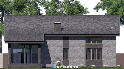 Проект дома с мансардой 16 на 17, площадью 260 м² с террасой и 1 спальнями — фасад 6