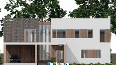 Проект двухэтажного дома 16 на 20, площадью 360 м² с террасой и 4 спальнями — фасад 3