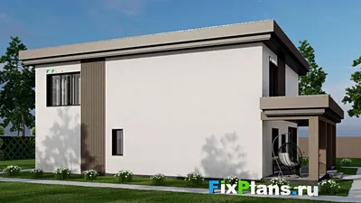 Проект двухэтажного дома 13 на 17, площадью 270 м² с террасой, гаражом на 1 машину и 4 спальнями — фасад 2